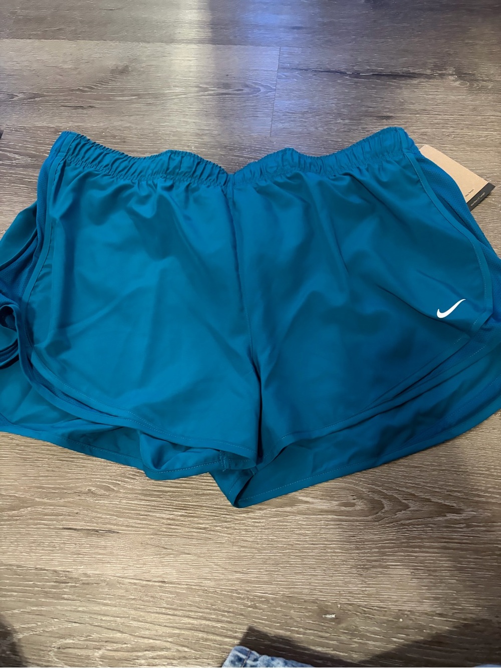 Nike Women's Teal Athletic Shorts with White Swoosh